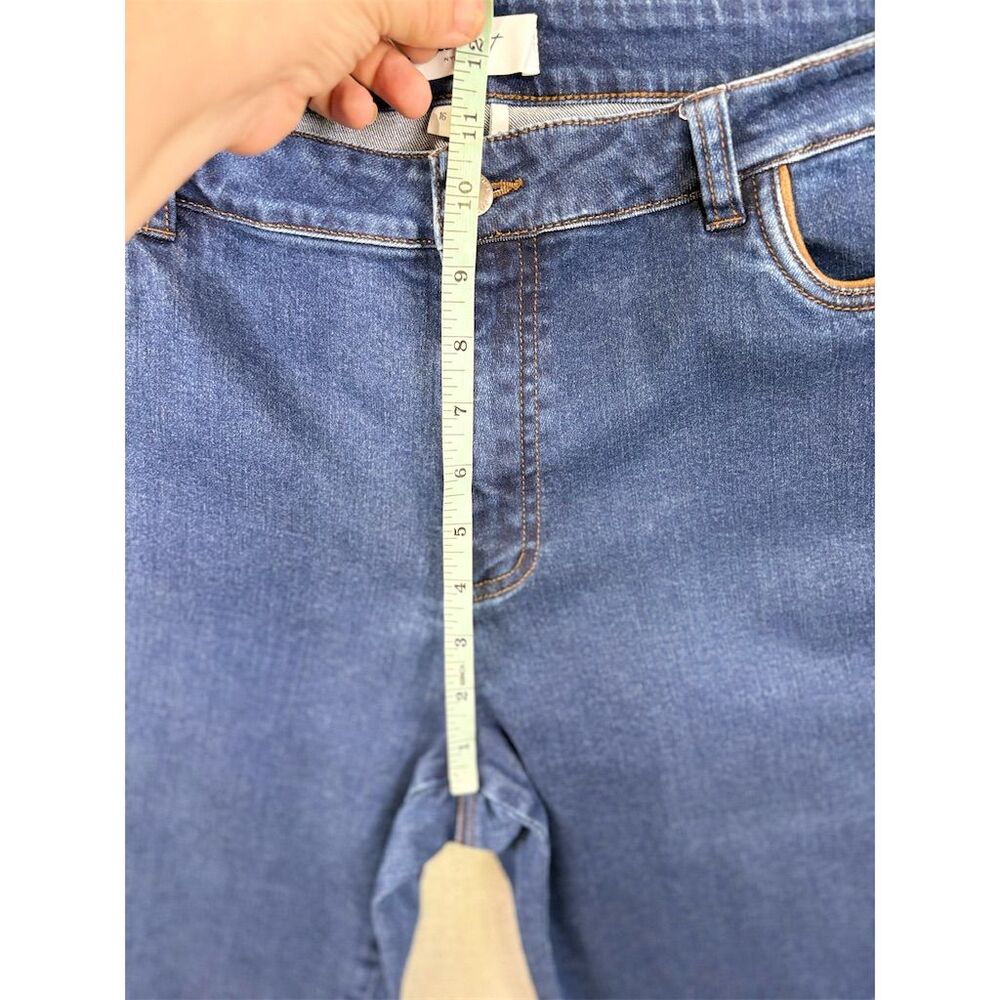 Foxcroft NYC Women's Jeans 16 Blue Straight Leg Stretch Denim Contrast Piping - Picture 11 of 12